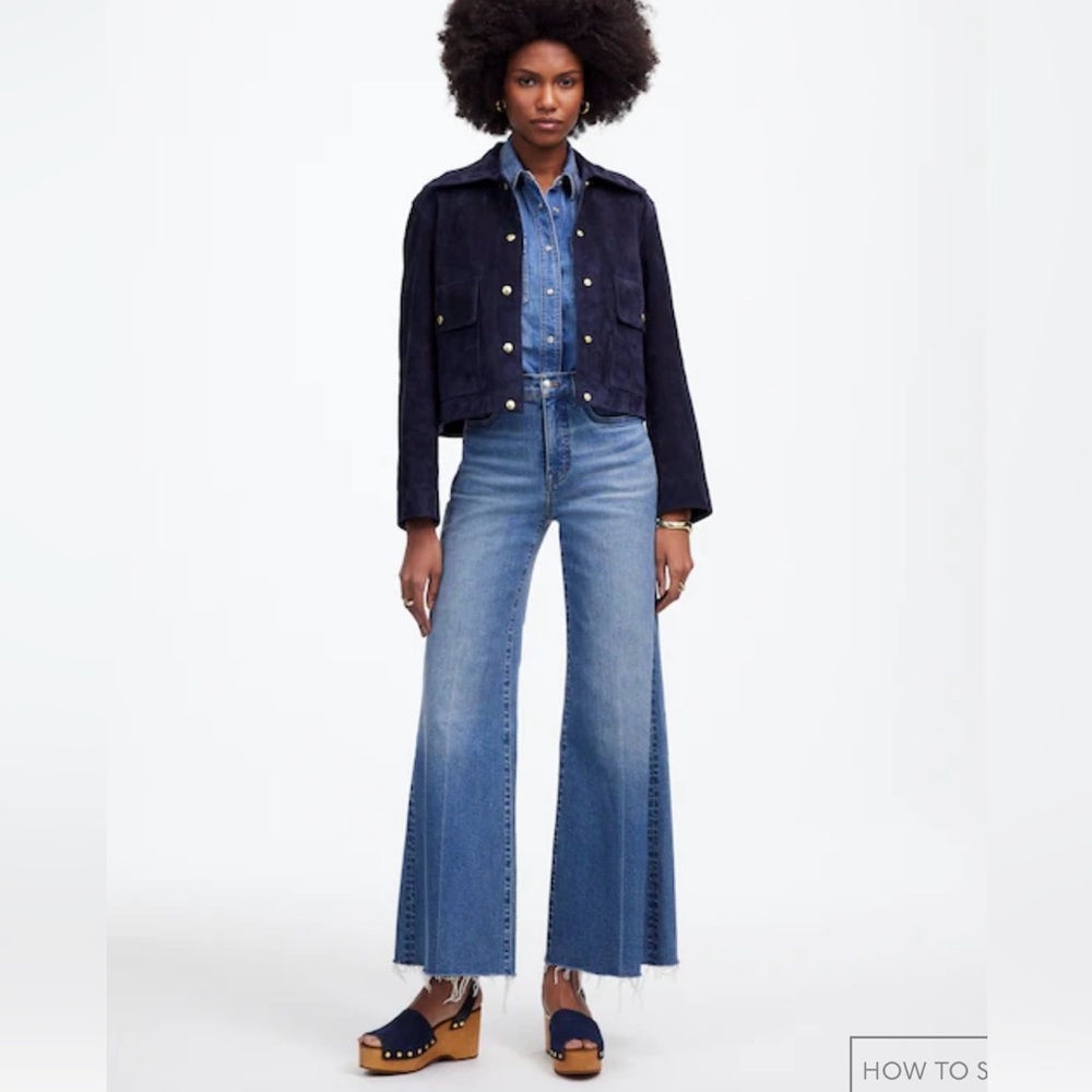 Madewell Flared Wide-Leg Crop Jeans - Oneida WashStretch